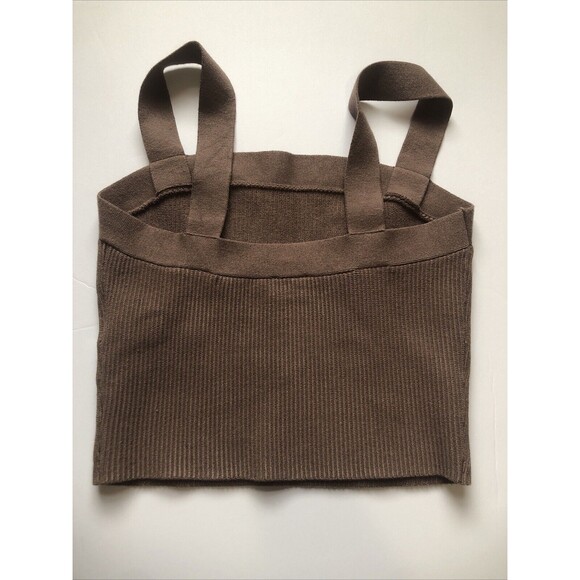 Abercrombie And Fitch Ribbed Slash Tank Top Brown Medium Retro Y2K - Picture 2 of 5